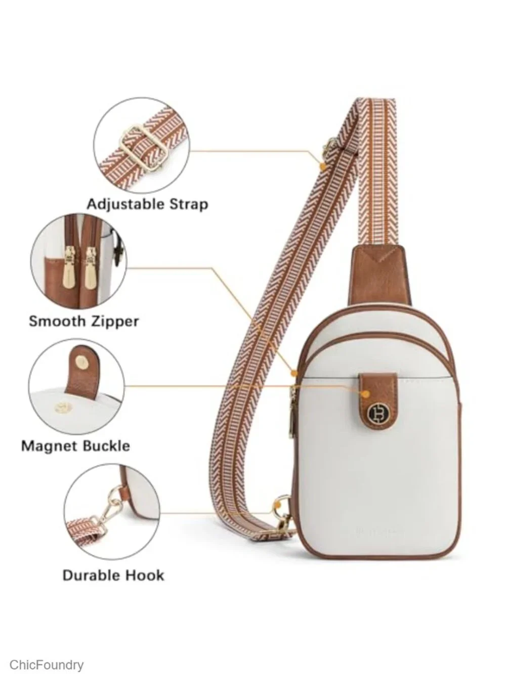 PU Leather Sling Bag Crossbody Purse for Women with Multiple Pockets